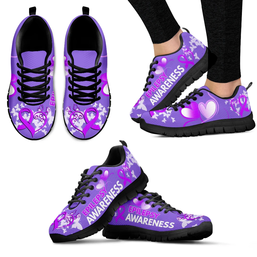 

INSTANTARTS Purple Ribbon Design Women's Sneakers Pancreatic Cancer Shoes Lupus/epilepsy Awareness Footwear Zapatos Planos