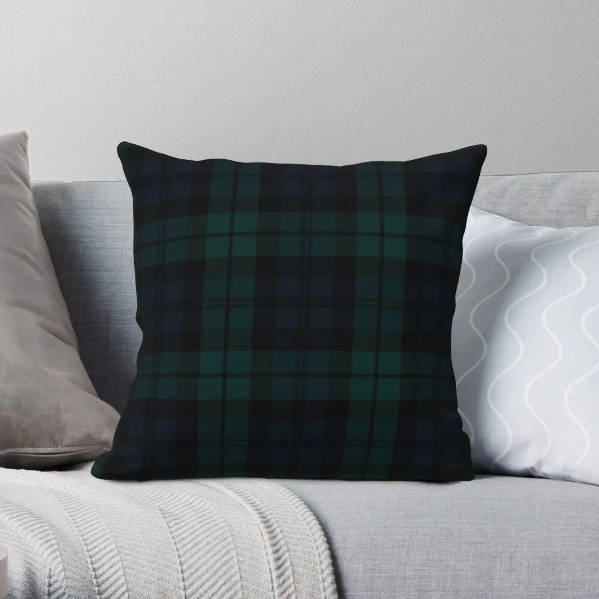 

Black Watch Tartan Pillowcase Polyester Linen Velvet Pattern Zip Decorative Pillow Case Home Cushion Case