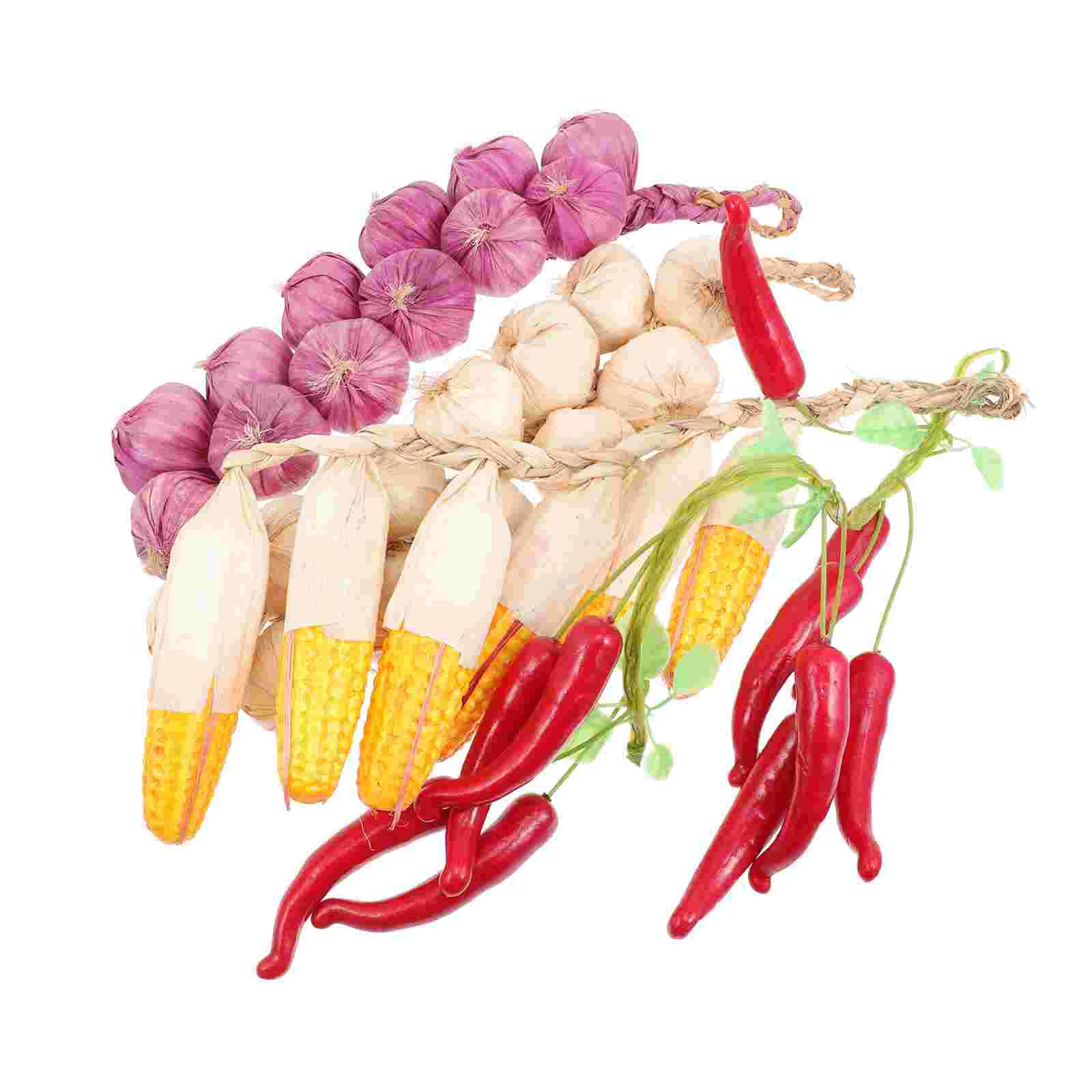 

Artificial Garlic String Hanging Vegetable Garland Fake Lifelike Vegetables Vine Corn Decor Chili Ornament Pepper Fruit