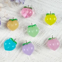 muhna 10pcs 3d fruit peach resin charms for jewelry making earring keychains diy cute pendants 7 colors