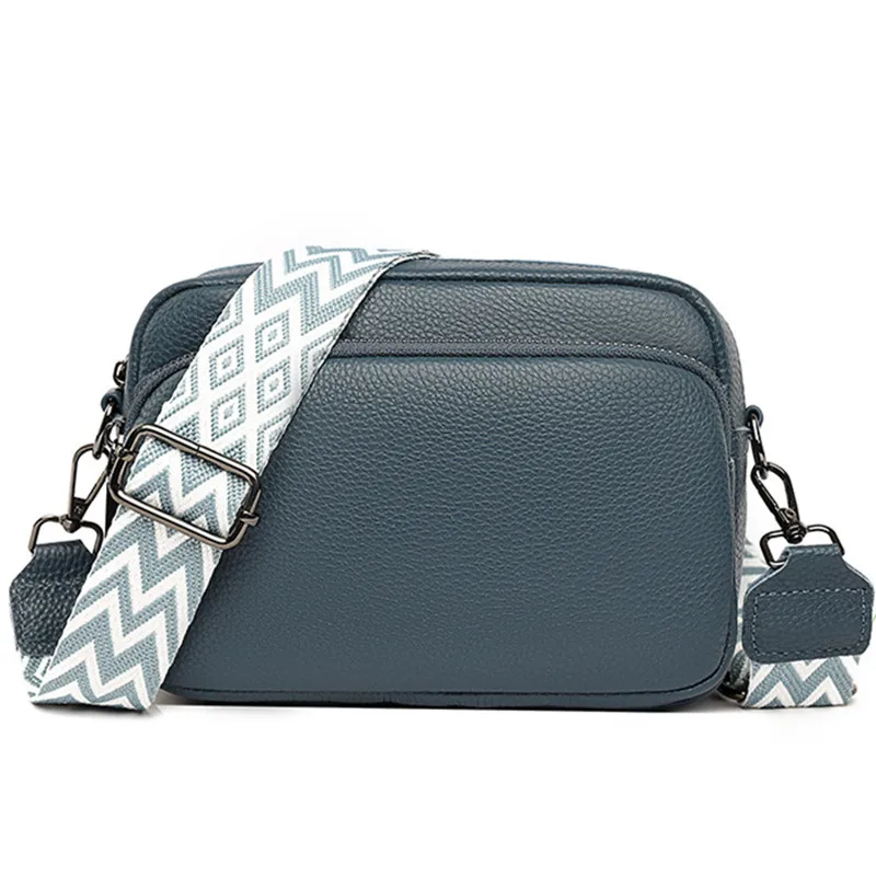 

Genuine Leather Cowhide Crossbody Bag Women Double Layer Messenger Bag Simple Shoulder Bag New Female Purse Wild Handbag Bolso