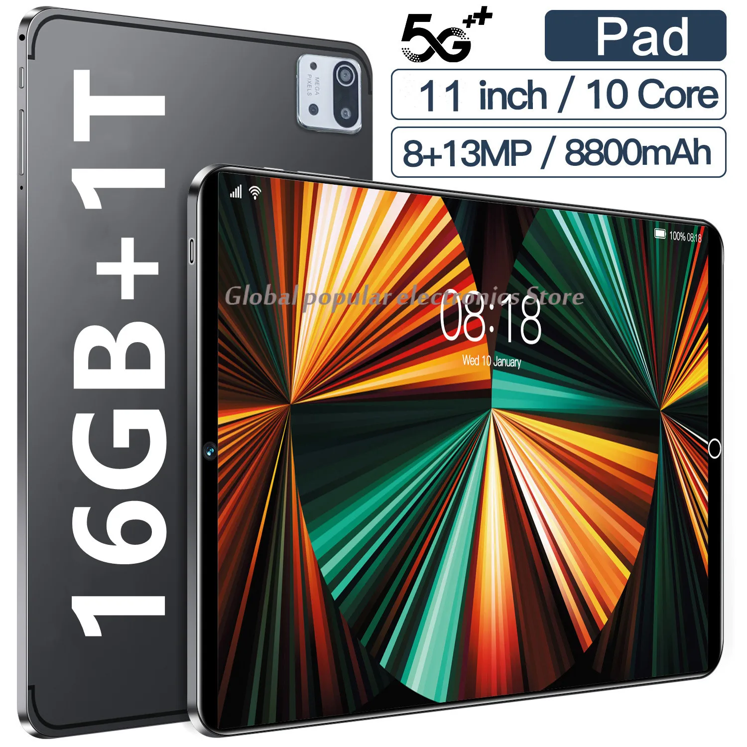 

2023 Gobal Version Android Tablet 11 lnch Android 12 16GB 1TGB Deca Core 8+13MP WPS+5G/4G WIFI Bluetooth 8800mAh Hot Sale Laptop