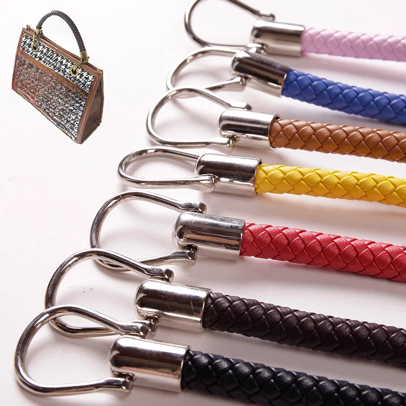 60cm Length New Design Bag DIY Replacement Braided Rope Shoulder Bags Belt Alloy Metal Handle Handbag Strap Accessories PU
