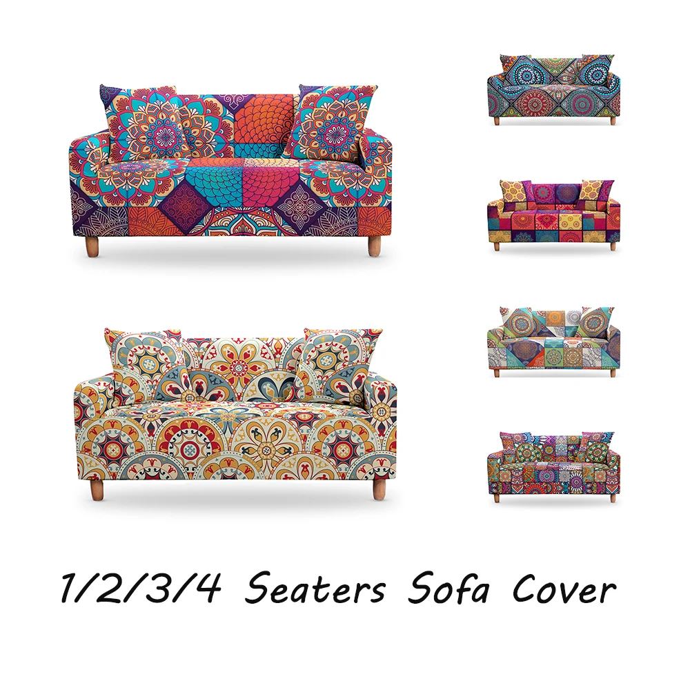 

Mandala Elastic Sofa Covers For Living Room Stretch Bohemian Non-slip Couch Cover Sofa Slipcover Chair Protector 1/2/3/4 Seater