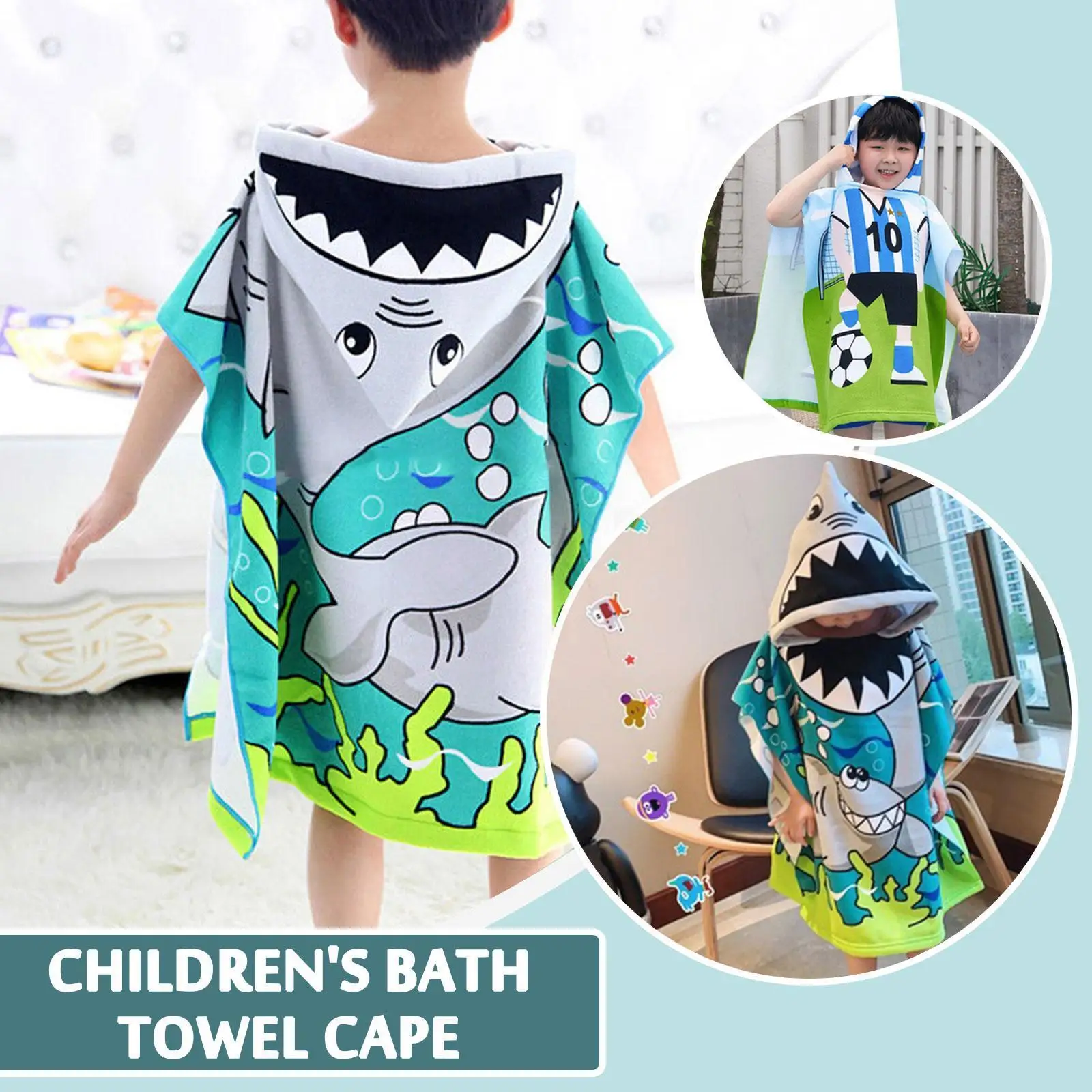 

Мультяшное детское банное полотенце, хлопковое пляжное полотенце с капюшоном, полотенце из микрофибры для младенцев, Детская накидка, мягк...