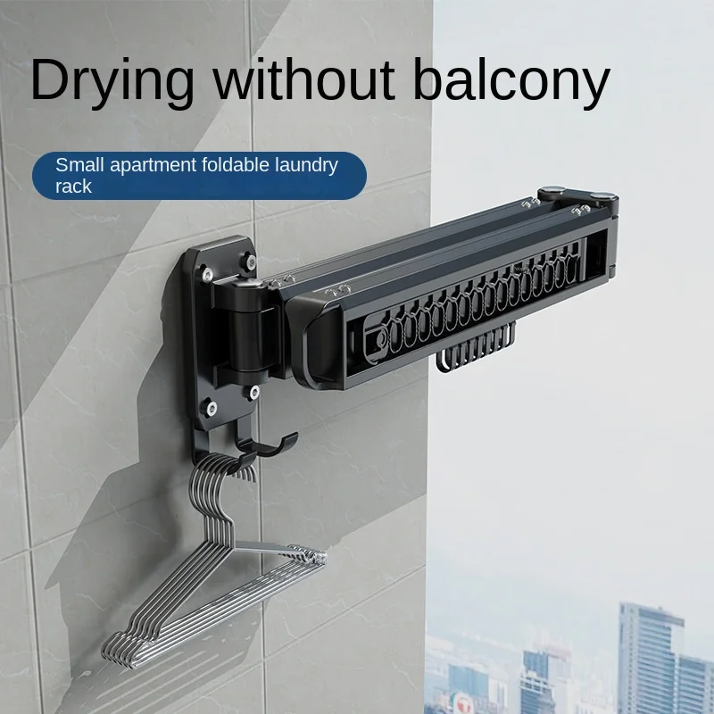 Aluminum Alloy Wall-Mounted Folding Clothes Hanger Balcony Drying Rack Indoor Telescopic Clothing Rail Clothesline Pole