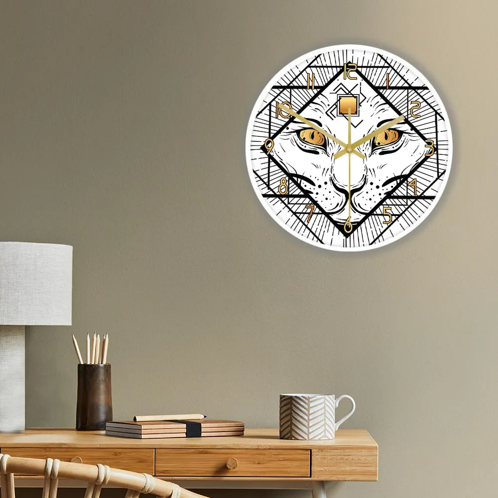 Темная колдовская кошка с тремя глазами декоративные настенные тату часы стиль