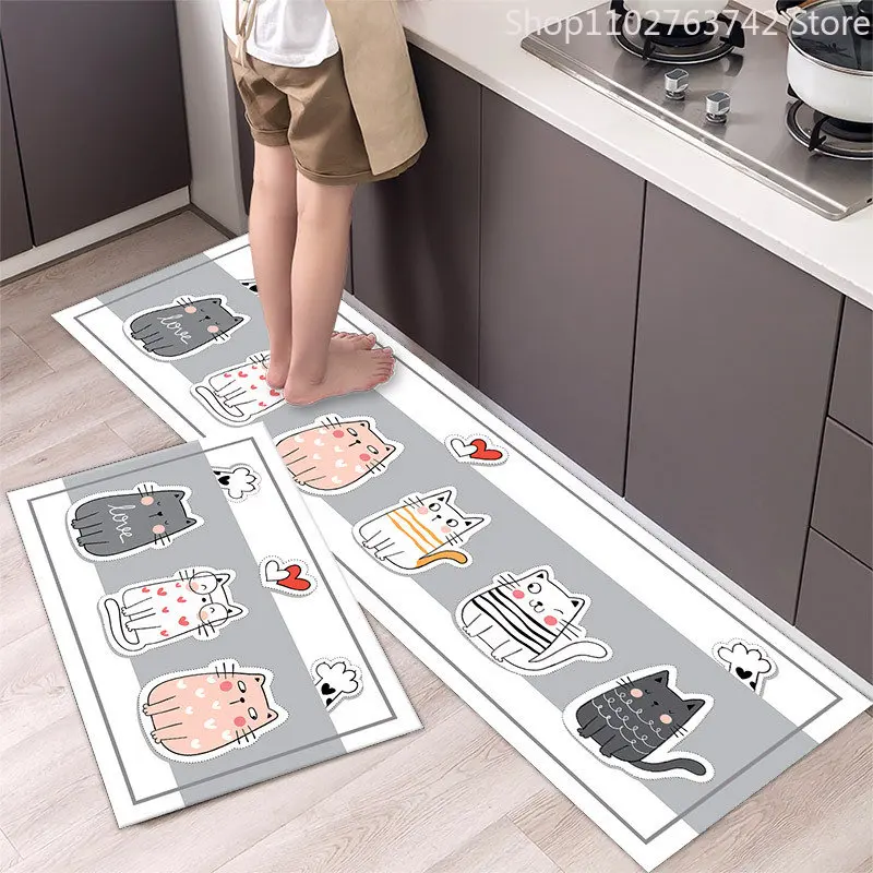 

Kitchen Floor Mat Washable Non-Slip Absorbent Living Room Bedroom Long Area Rug Bathroom Entrance Doormat Carpet Prayer Pad