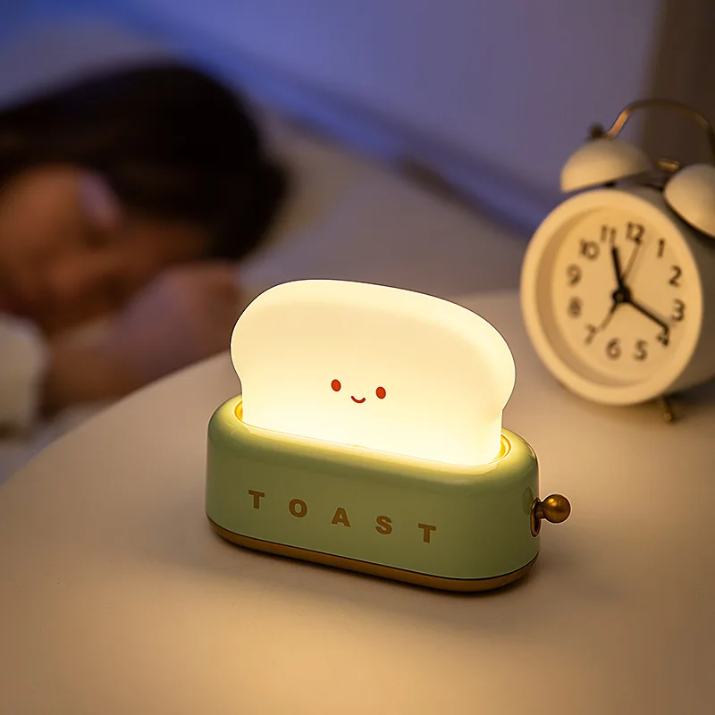 

LED Night Light Creative Bread Maker Desk Lamp USB Charging Dimming Children Sleeping Lamp Bedroom Bedside Table Decor Kids Gift