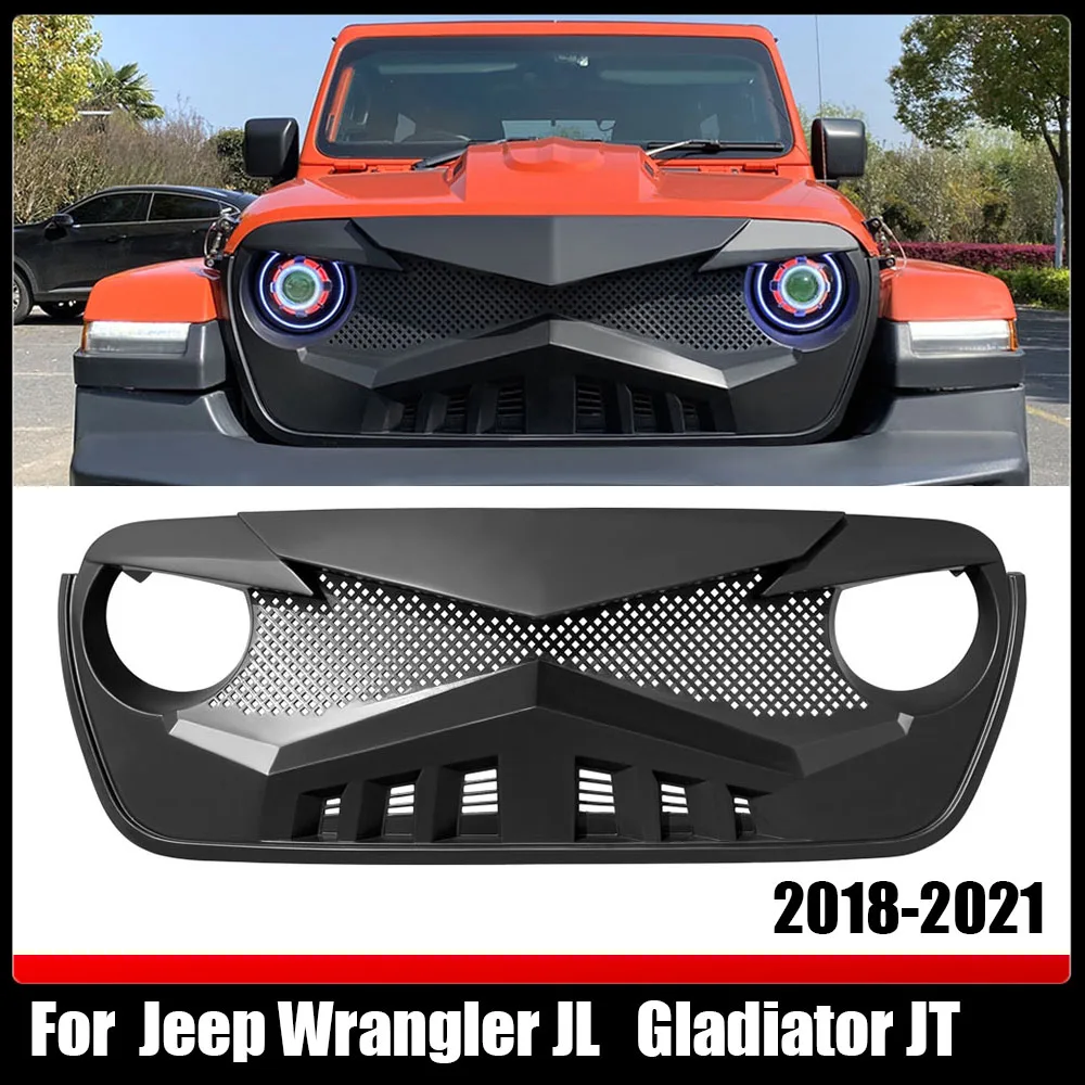 

For Jeep Wrangler JL Gladiator JT 2018-2021 Modified Front Bumper Mask Cover Front Racing Mesh Grills Off-road 4x4 Accessories