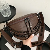 pu leather chest bag for women 2022 fall trend chain shoulder crossbody bag luxury designer stone purses and handbags fanny pack