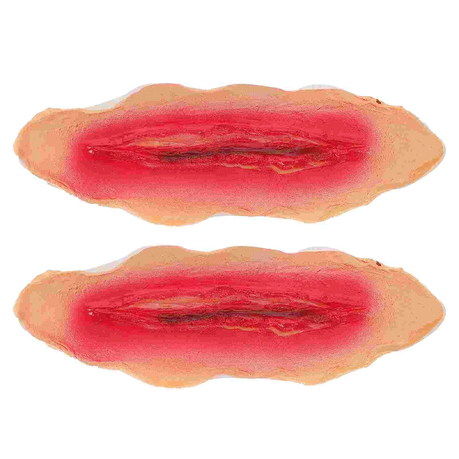 

2pcs Halloween 3D Horrible Wound Latex Stickers Make Up Blood Injury Temporary Body Stickers Wound Realistic Blood Scar Pattern