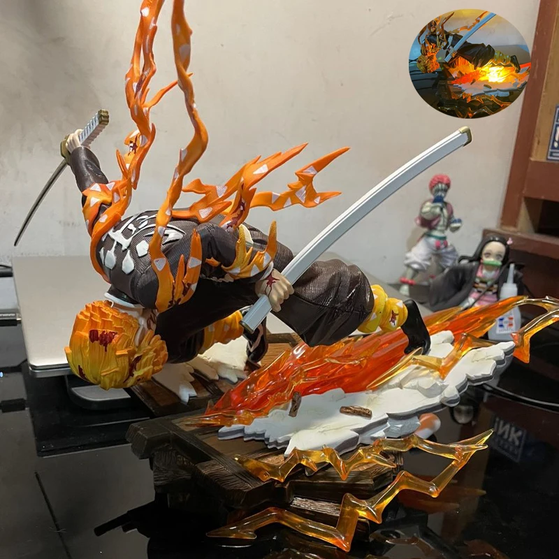 

28cm Demon Slayer Anime Figure Kimetsu no Yaiba Agatsuma Zenitsu GK Statue PVC Action Figure Collection Model doll Toy Gifts