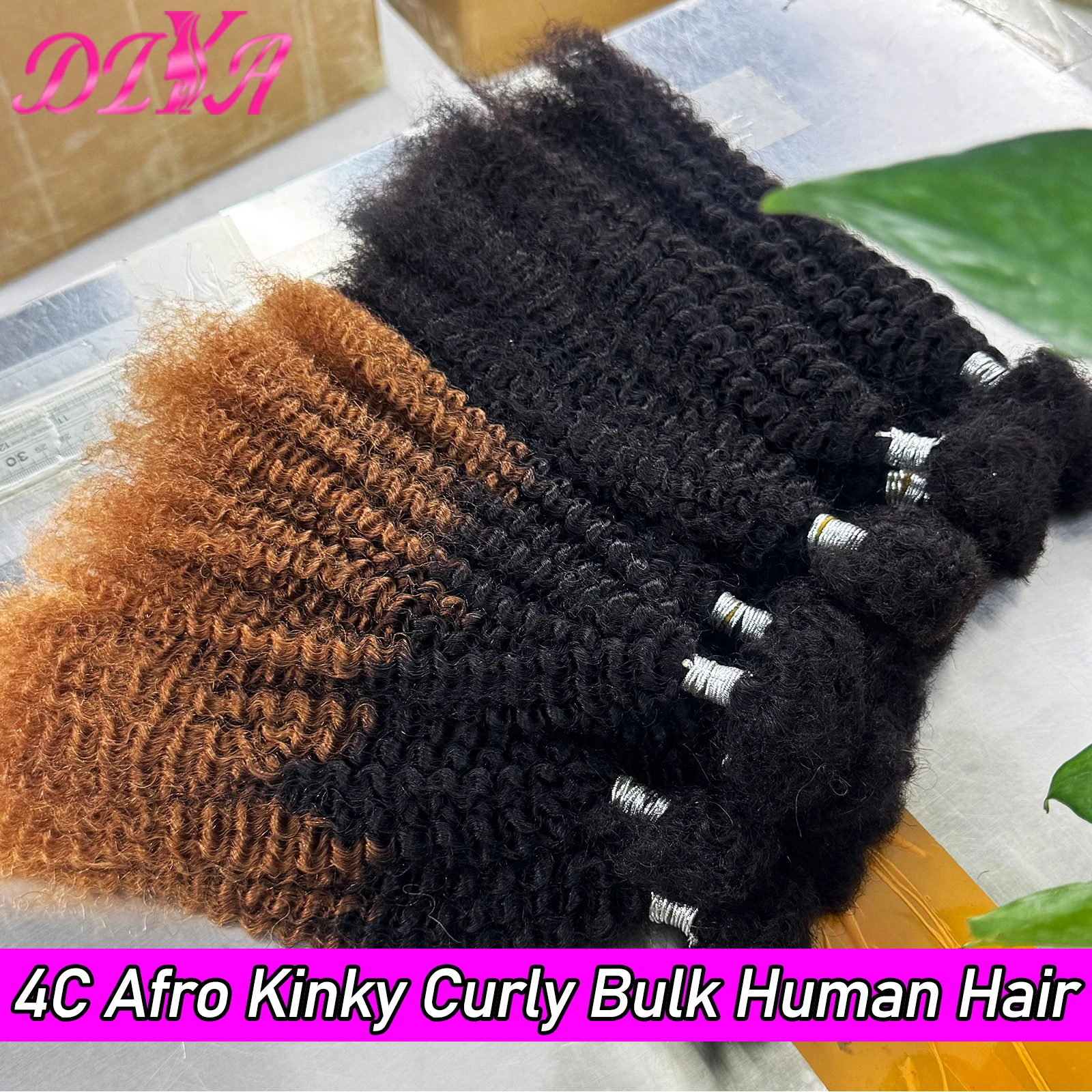 Фото Натуральные человеческие волосы Afro Kinkys для плетения косичек, наращивания локонов, крючкового плетения, афро-кудрявые волосы для дредов. №2