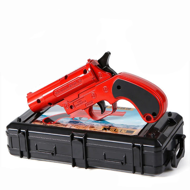 

1:2.05 Flare Gun Miniatures Metal Boxed Shell Ejection Fake Pistol Model Child Toy Desktop Ornament House Home Decor Accessories