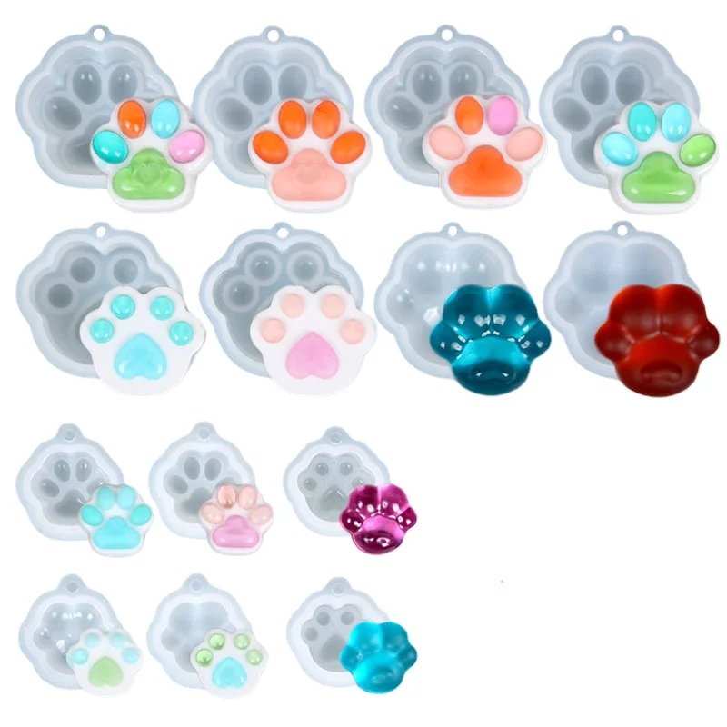 

2pcs/set Diy Single Mini Cat Claw Silicone Mold Resin Keychain Pendant Transparent Mold for Epoxy Resin for Cement and Plaster