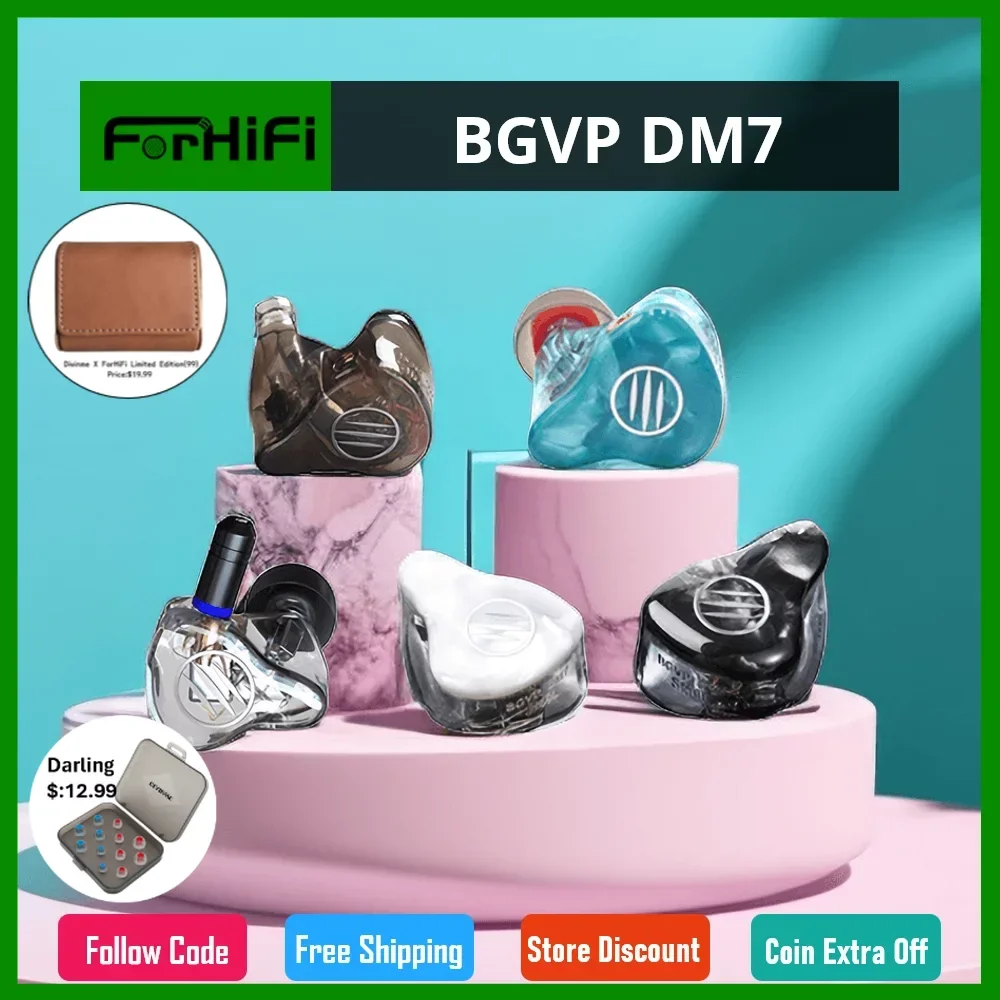 

BGVP DM7 6BA Knowles Sonion Drive Unit HiFi Headphone High Resolution Monitor Customizable IEM With MMCX Detachable Cables Bass
