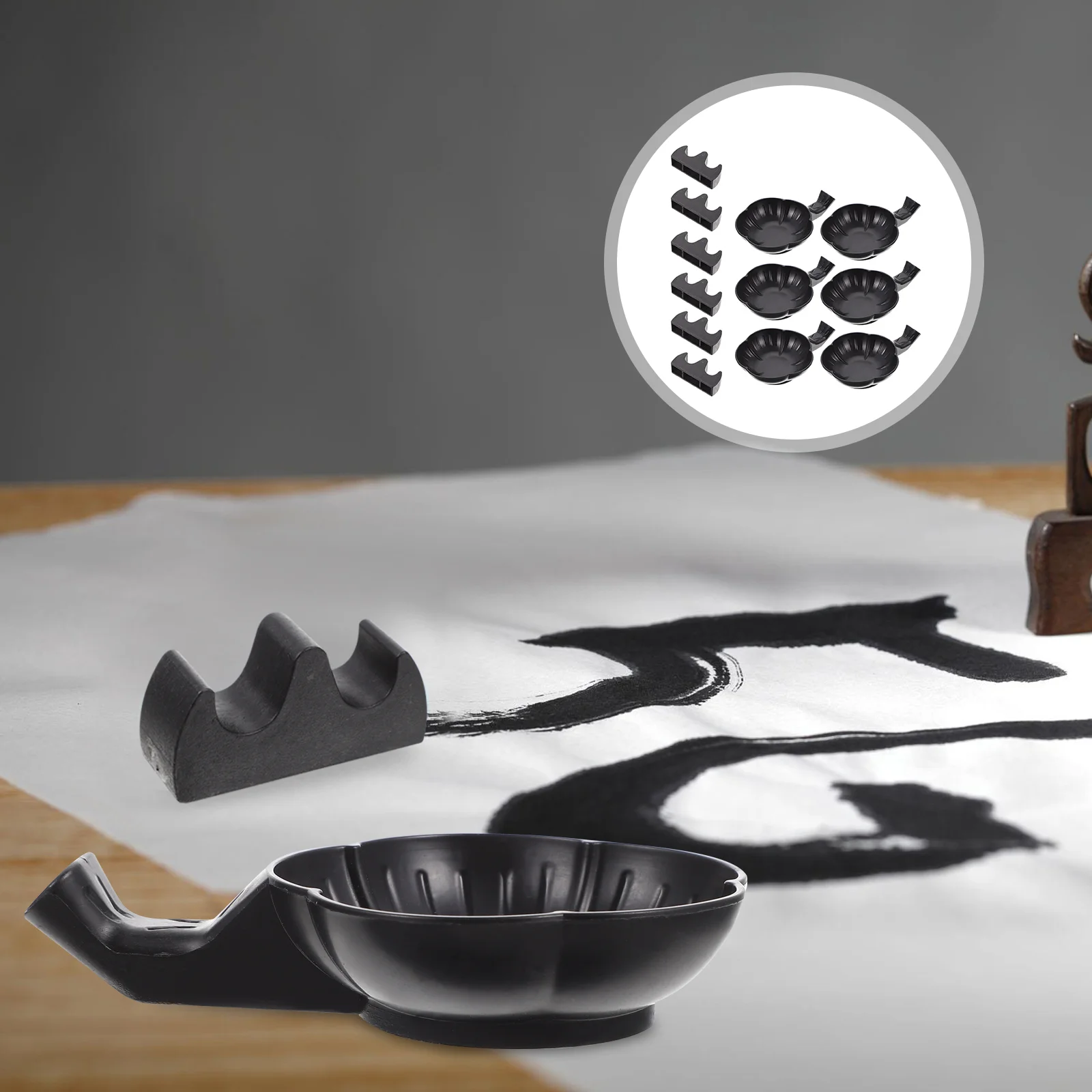 

Pen Dish Water Soy Sauce Chinese Calligraphy Paperweight Study Room Decor Dipping Cups Brush Plastic Ceramic