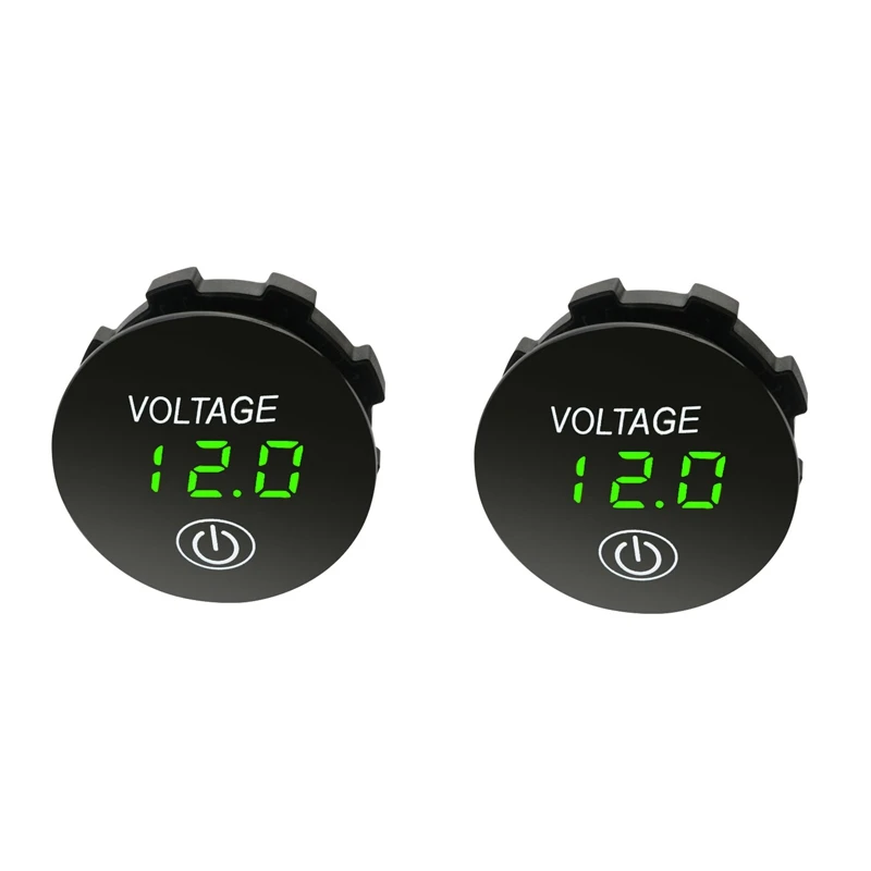 

2X Battery Capacity Display Voltmeter LED Digital Voltage Meter With Touch-ON OFF Switch Car Motorcycle DC 3V-35V Green