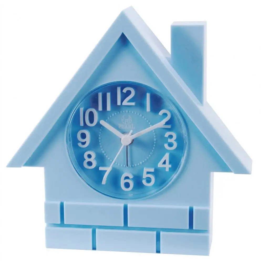 

Desk Clock Bright Color Cabin Design ABS Small Bedside Cartoon Analog Alarm Clock for Dorm