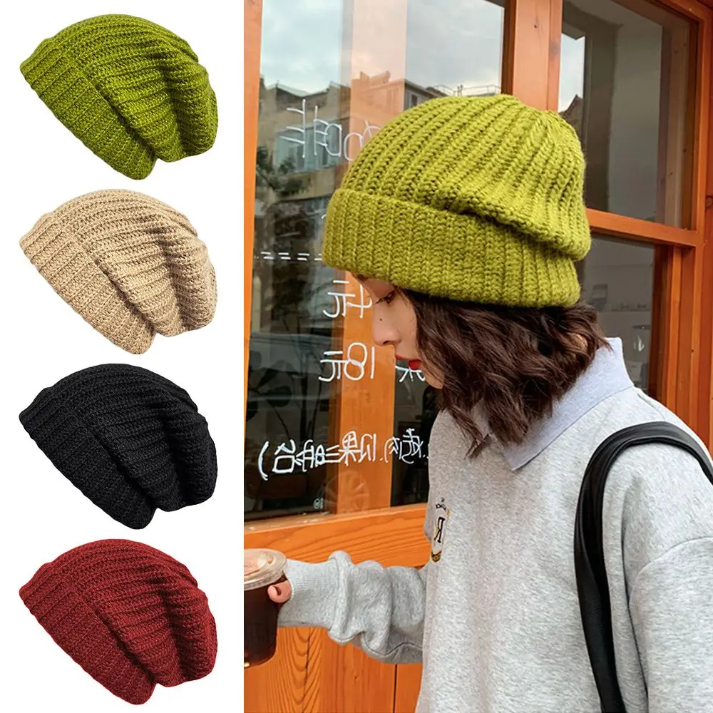 

High Quality New Woman/Men Solid Cute Knitted Beanies Winter Autumn Hats Warmer Bonnet Female Beanie Caps