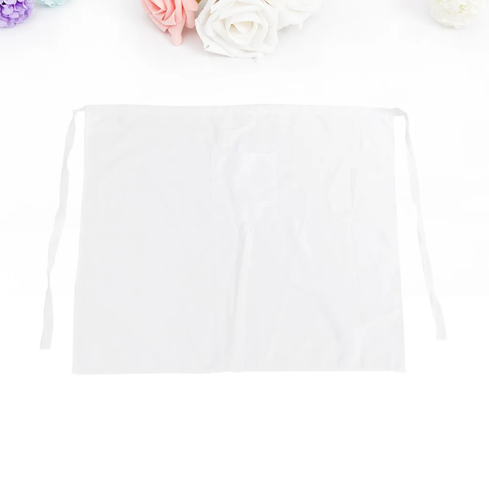 

Cotton Aprons Household Kitchen Sleeveless Half Aprons Pocket Cooking Baking Apron (White)