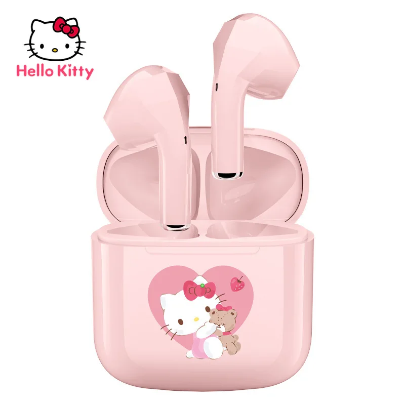 Hello Kitty Cartoon Cute and Lightweight Wireless Bluetooth Headset 5.0Tws Rechargeable Sports Semi-in-ear Square Headset