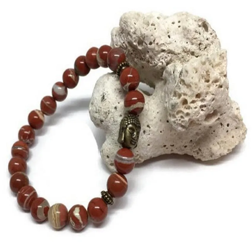 Браслет с бусинами Родохрозит 8 мм