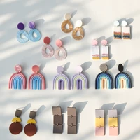 high quality handmade multicolor geometric simplicity clay drop earrings for women acrylic dangle unusual earrings jewelry gifts