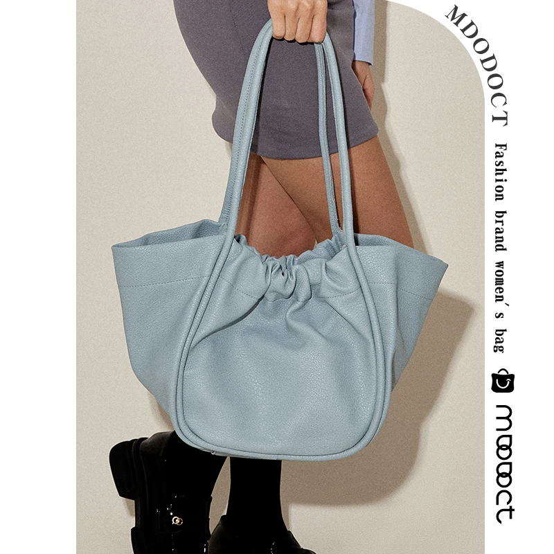 

Luxury Design Large Capacity Simple Style Shopping Shoulder Bag For Women 2023 Summer Casual Handbags Trendy Leather Bucket Tote