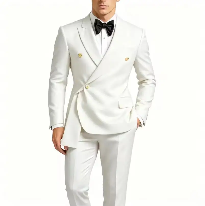 Мужской костюм-двойка Slim Fit: двубортный пиджак и брюки для бизнеса, свадьбы, выпускного вечера, торжественных мероприятий (art.: 3920dbf6128d3) - 3920dbf6128d3