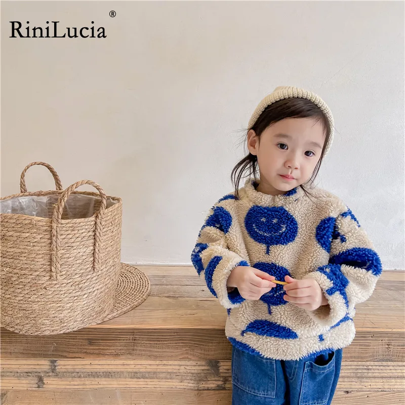 

RiniLucia Autumn Winter Boys Girls Knitted Sweater Baby Kids Wool Warm Long Sleeve Tops Toddler Children's Pullover Knitwear
