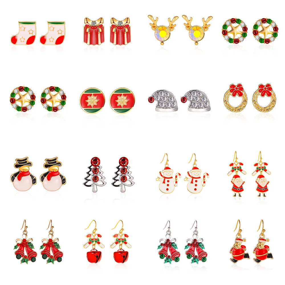 

2022 New Christmas Three-piece Earrings Personality Dripping Santa Claus Bell Earrings Earrings Personality Holiday Set Earrings
