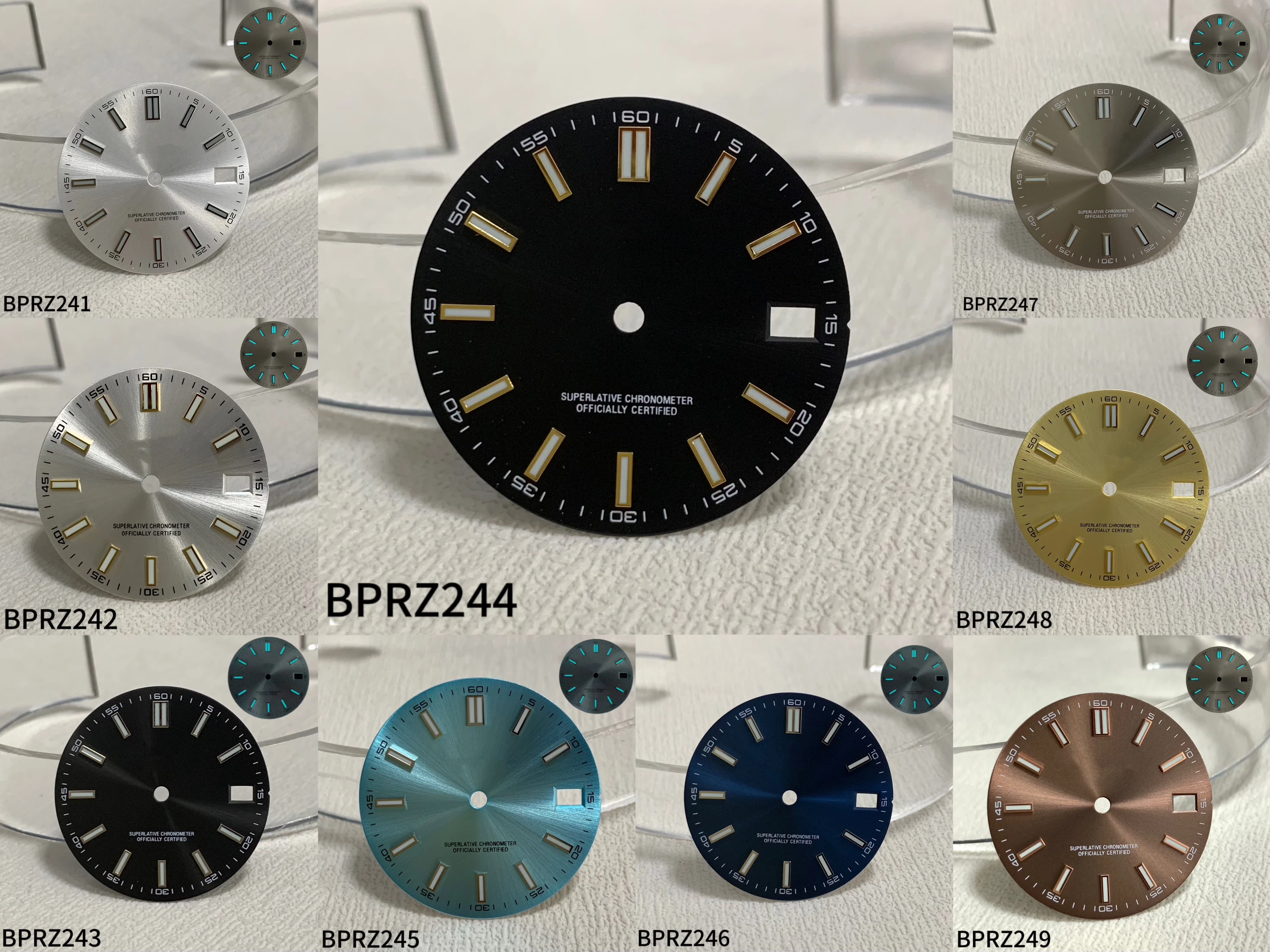 28.5mm dial single date window Dial suitable NH35 NH36 movement watch modification accessories Blue night light Sterile dia