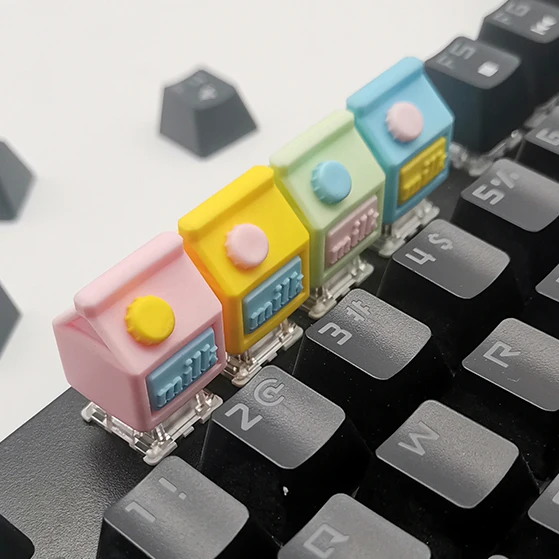 

1pc Personality Design Milk Carton Style Keycap Creativity Resin Keycaps Cute Pink Blue Yellow Green Mechanical Keyboard Cap