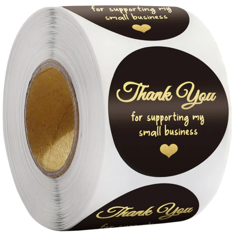 

Bronzing Thank You Handcrafts Decor Sealing Sticker Label DIY Scrapbook Journal Stamp Rewards Supplies Stationery 500pcs /roll