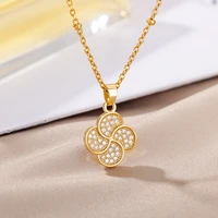 lucky four leaf clover necklaces for women vintage aesthetic pendants chain choker stainless steel necklace wedding jewelry gift