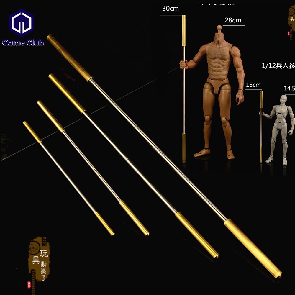 1/6 1/12 Monkey King Sun WuKong Ruyi Golden Hoop Cudgels Stainless Steel Stick Weapon Model For 12in 6in Soldier Action Figure