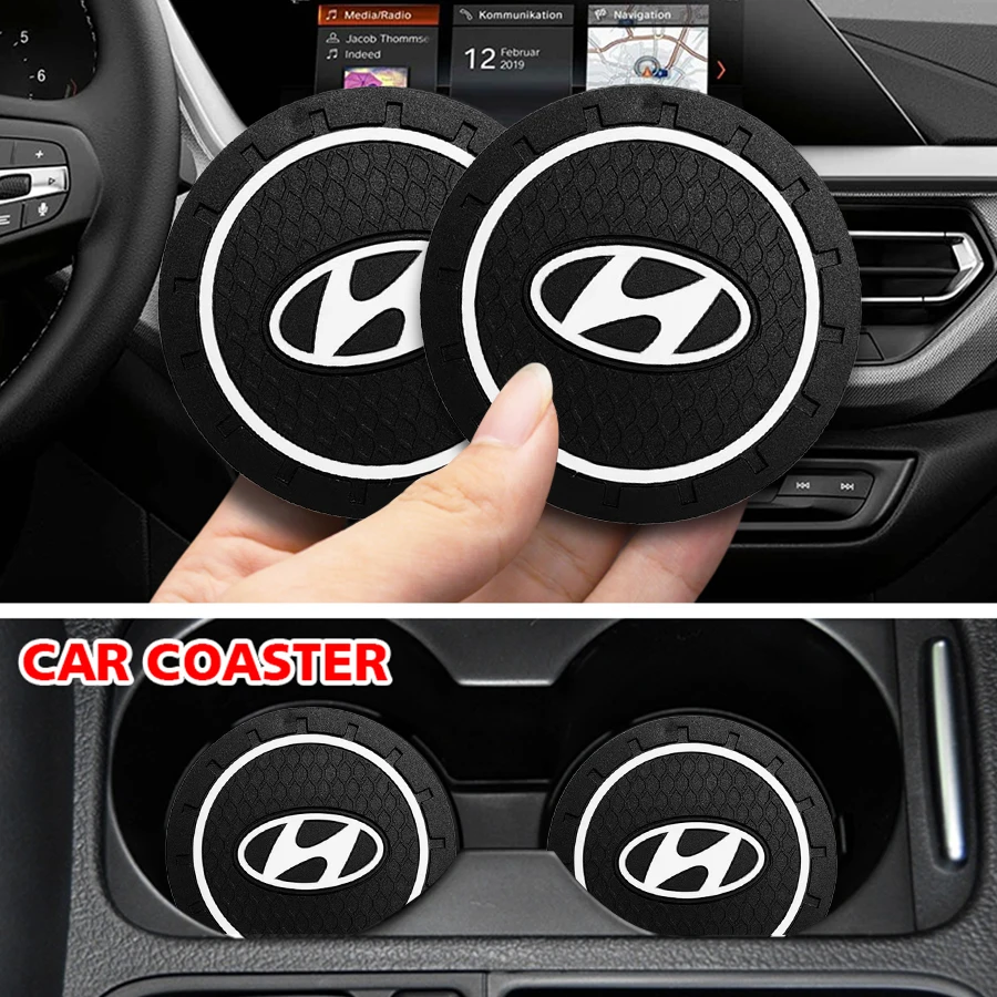 

2Pcs Car Cup Holder Silicone Coaster Water Cup Slot Non-Slip Mat Pad For Hyundai Accent Elantra Tucson Sonata GDI i30 i20 ix35 A