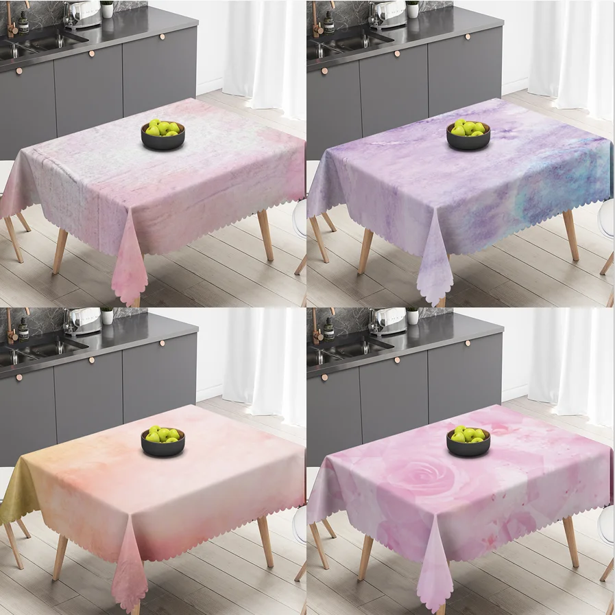 

Laeacco Pink Purple Tablecloth Nordic Style Simple Fresh Table Decor Suit Girl Room Coffee Table Wedding Birthday Party Decor