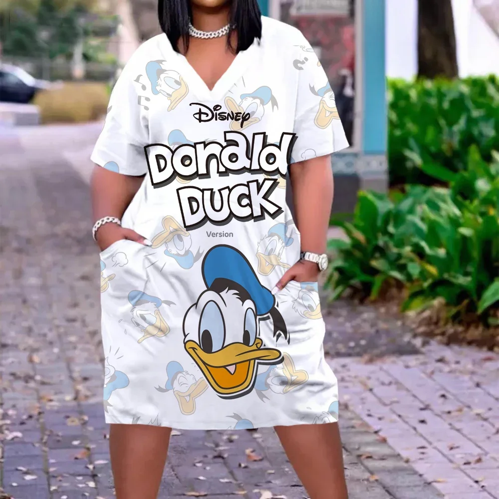 Женское платье с коротким рукавом и V-образным вырезом