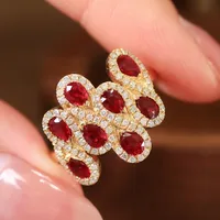 UBESTNICE Real 18K Solid Yellow Gold Jewelry AU750 Diamonds Water Drop Mozambique Natural Ruby 1.60carats Rings GRC Certificate 1