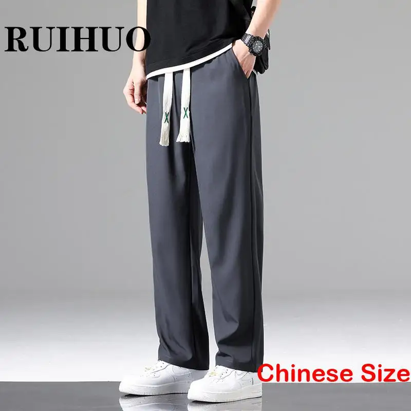 

RUIHUO Ice Silk Jogger Pants Men Trousers Harajuku Man Sweatpant Men's Overalls Hip Hop Dropshipping Work Wear 3XL 2023 Spring