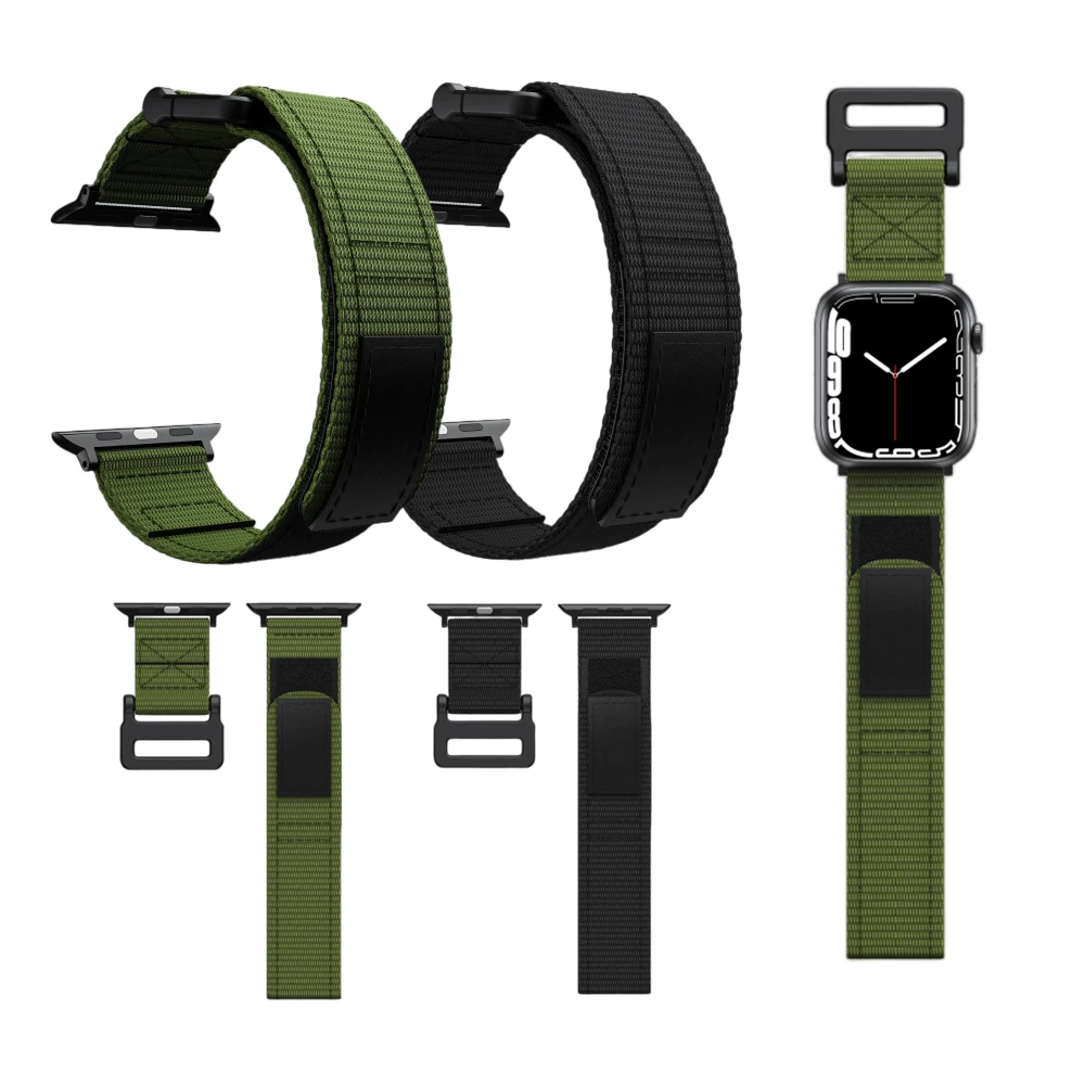 38 40 41 42 44 45mm Nylon Watch Strap Velcro Fashion Loop Wrist Bracelet For Apple Watch Series7 6 5 4 3 2 1 Breathable Band