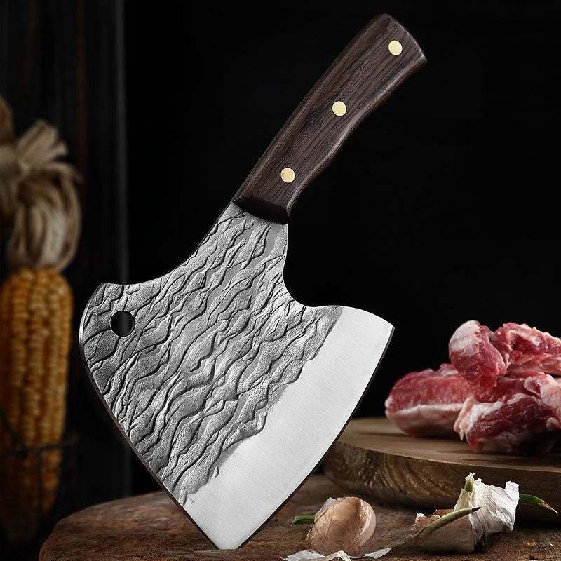 

Stainless steel wooden handle bone chopping axe household hand forged axe thickened outdoor diamond axe