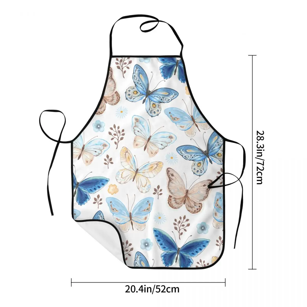 Butterfly Pattern Polyester Aprons 52*72cm Kitchen Grill Bib Tablier Cooking Home Cleaning Pinafores for Men Women Chef