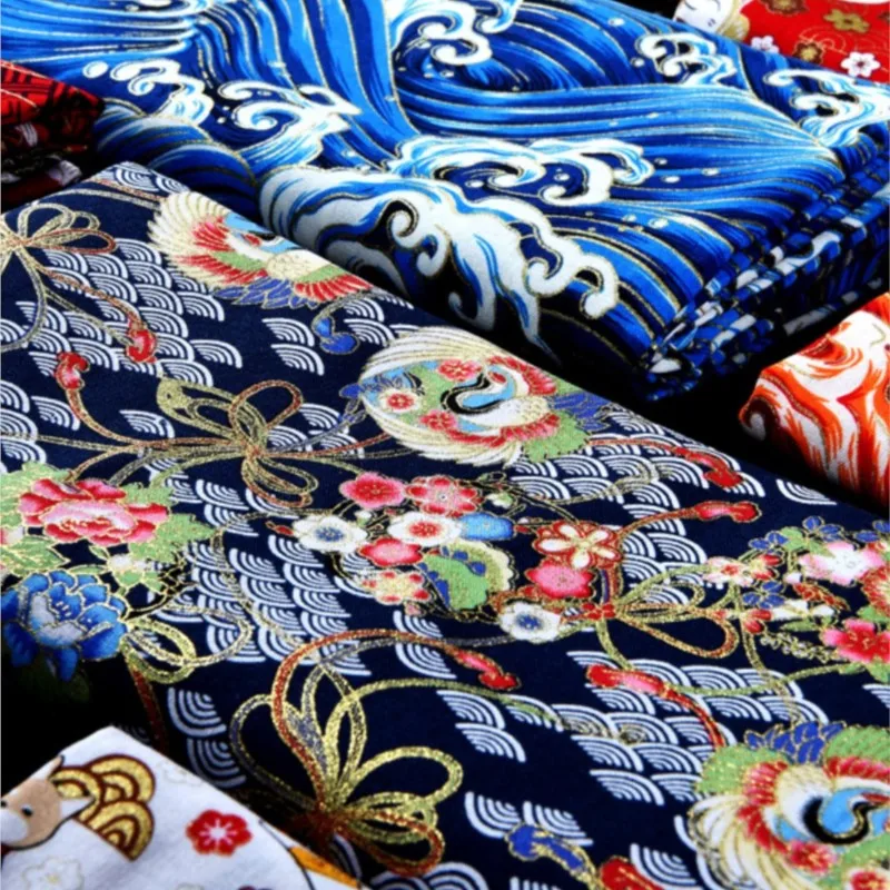 Хлопчатобумажная ткань ручной работы в японском стиле с принтом и окрашиванием