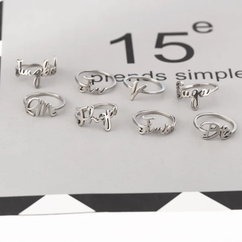 Корейская мода Bangtan-boys кольцо с буквами для женщин SUGA V J HOPE RM JIMIN кольца из нержавеющей стали аксессуары в стиле хип-хоп ювелирные изделия подарки
