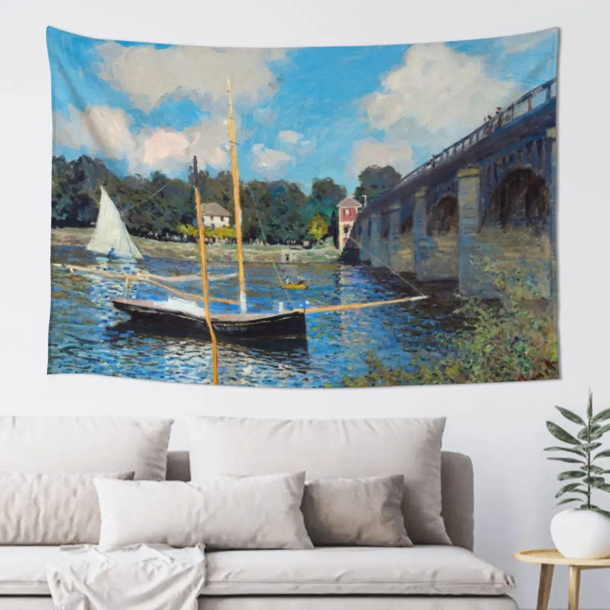 Моне высокого разрешения - Мост на Argenteuil гобелен украшение для спальни украшения