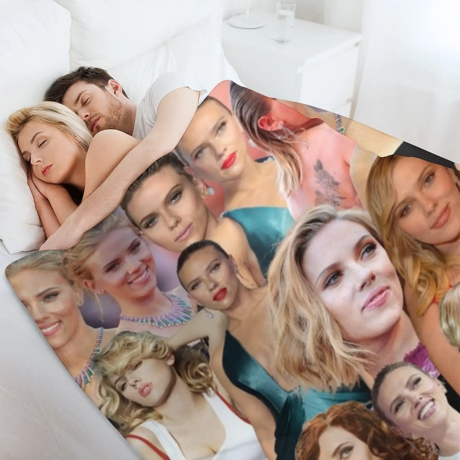 Scarlett johansson коллаж пледы ретро декоративные кровати одеяла